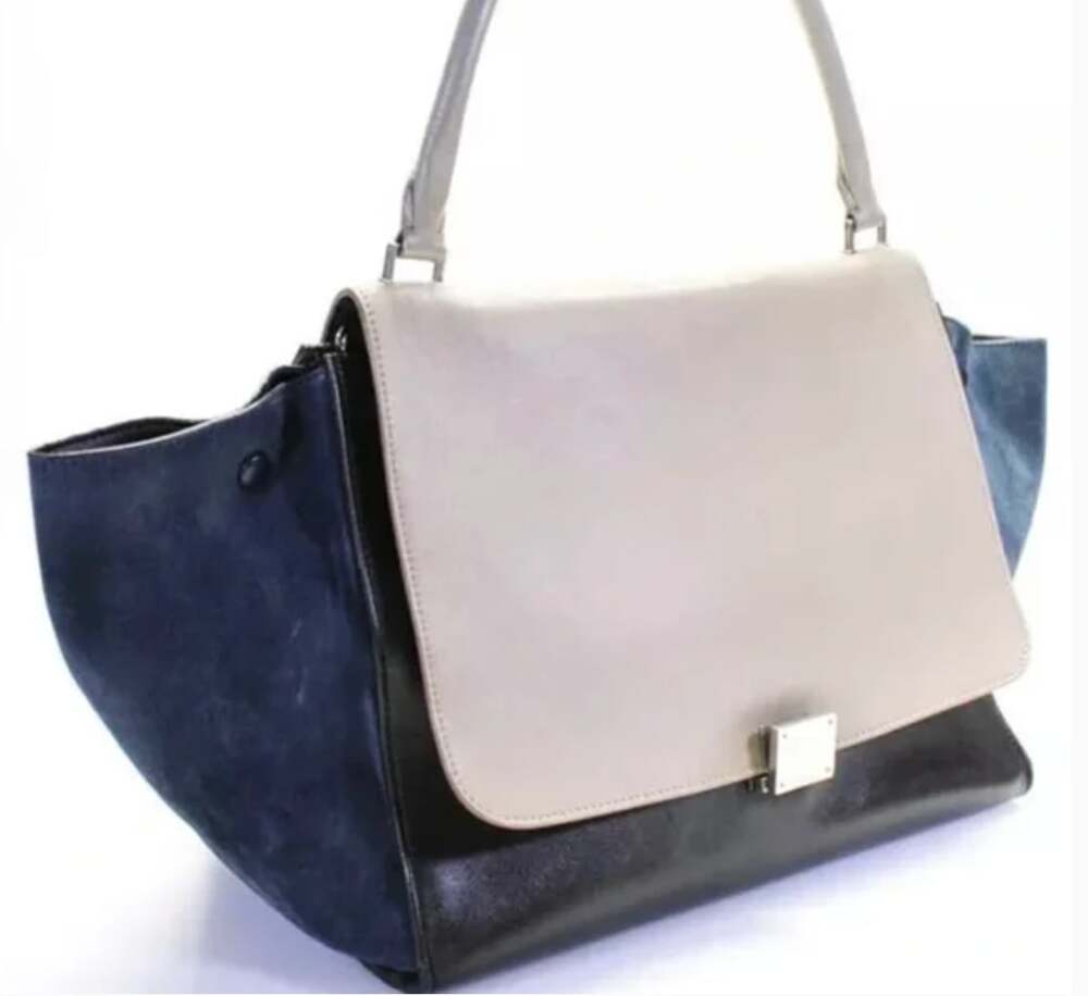 Celine Trapeze Tricolor Leather and Suede Handbag - Picture 3 of 11